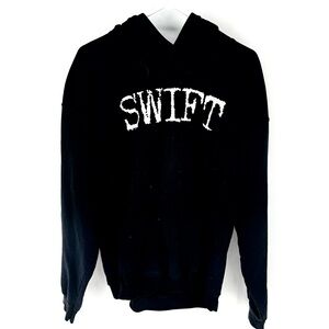 Taylor Swift Black Hoodie  crossed guitar, fearless tour 
with White Print